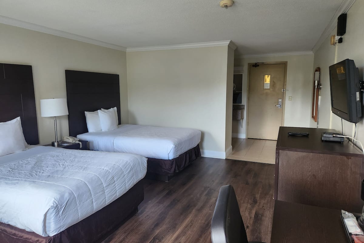 desk, laptop workspace, blackout curtains, free wifi