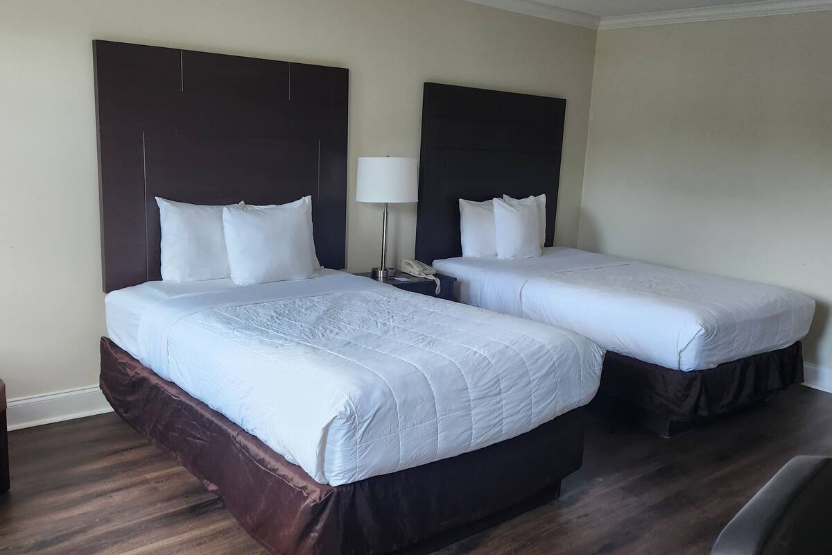 desk, laptop workspace, blackout curtains, free wifi