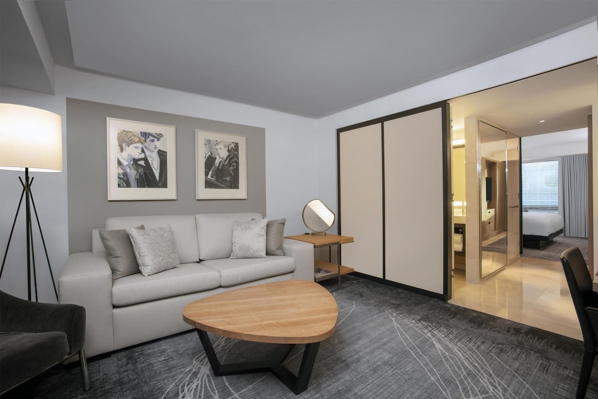 42-inch LCD TV with cable channels, Smart TV, MP3 dock