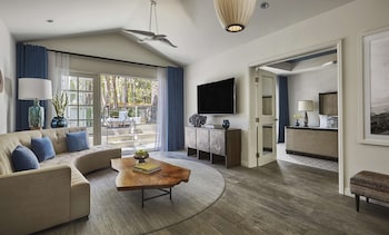 Bungalow One, 2 King and 2 Double Beds | Hypo-allergenic bedding, in-room safe, desk, laptop workspace at Fairmont Miramar Hotel