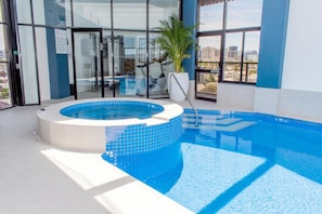 Outdoor pool, pool loungers