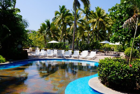 Outdoor pool, pool loungers