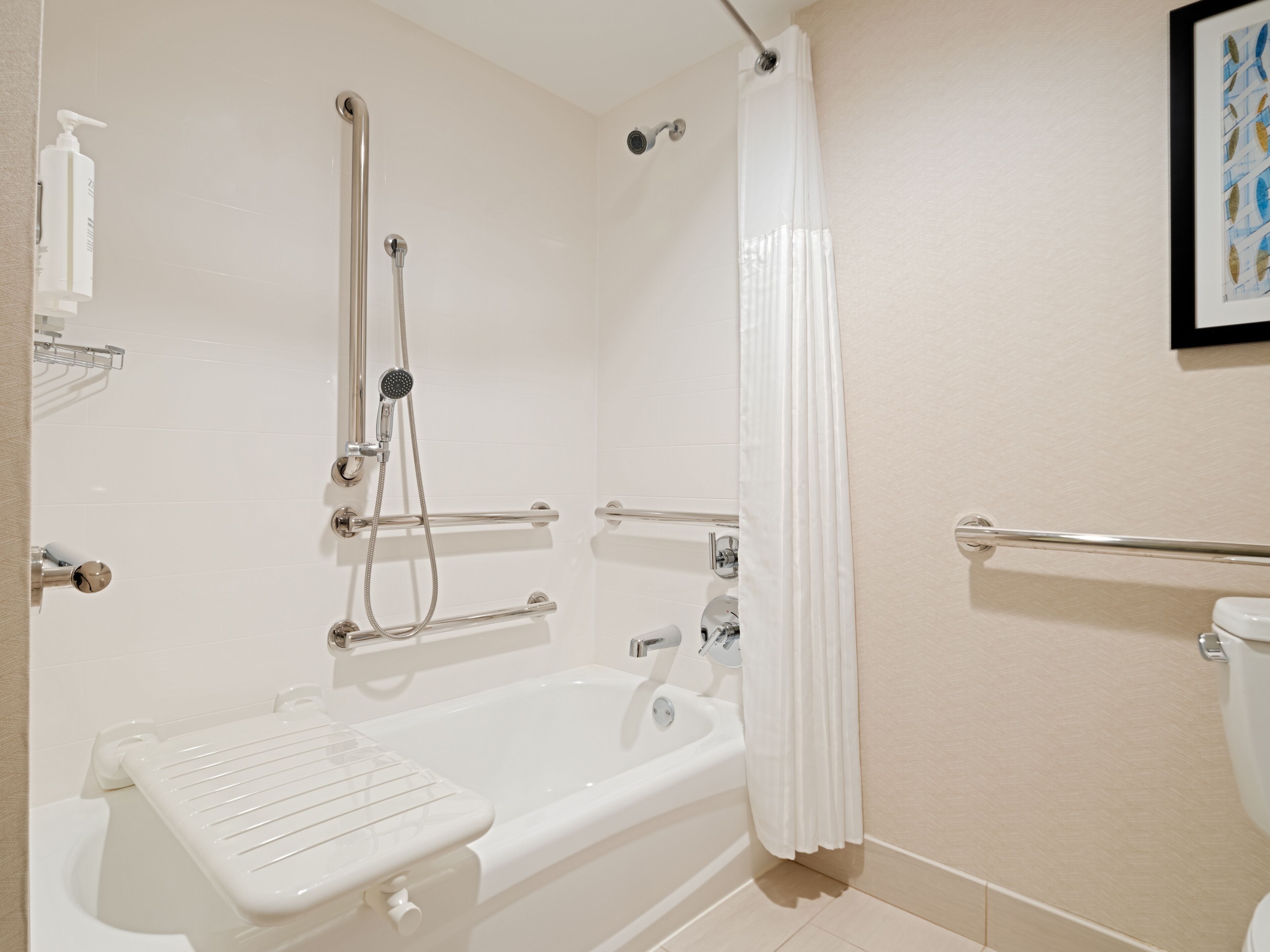 free toiletries, hair dryer, towels