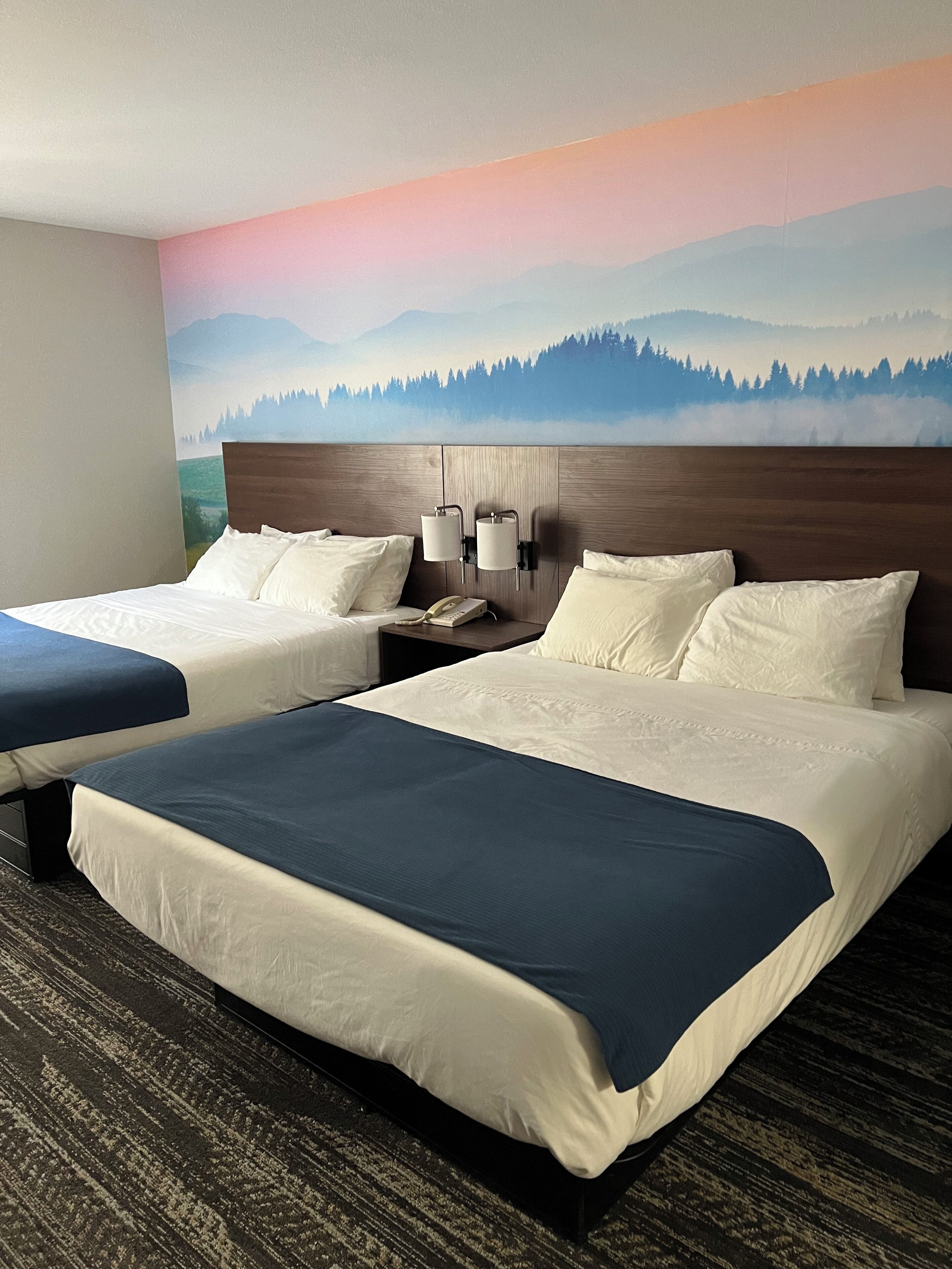 standard room, 2 queen beds, non smoking | desk, blackout curtains, iron/ironing board, free wifi