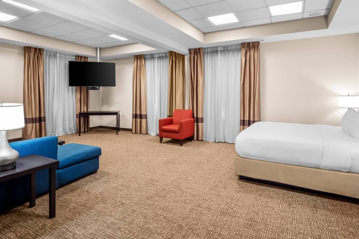 Suite, 1 King Bed with Sofa bed, Non Smoking (2 Person Sofa bed) | Desk, blackout drapes, iron/ironing board, cribs (free)