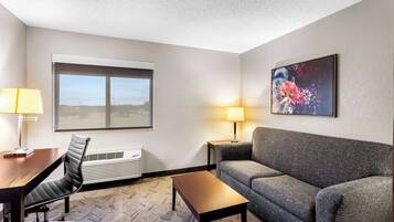 Suite, 1 Queen Bed, Accessible, Refrigerator & Microwave (with Sofabed) | Desk, laptop workspace, iron/ironing board, free WiFi