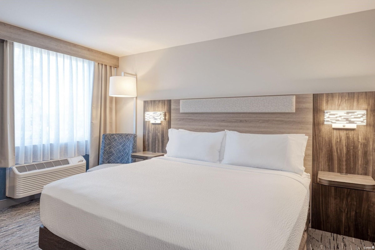 Chambre Standard, 1 très grand lit, douche accessible en fauteuil roulant (Communications, Mobility) | Coffre-fort pour ordinateur portable, bureau, rideaux d’obscurcissement