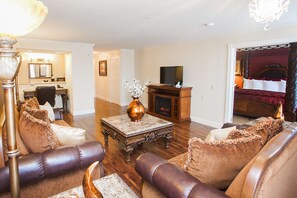 1 bedroom, desk, laptop workspace, iron/ironing board
