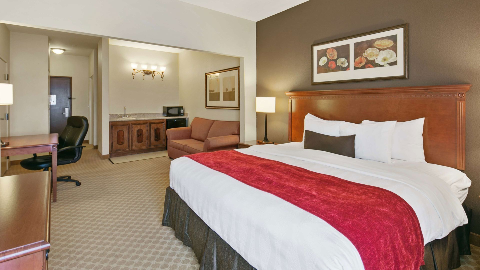Pillow-top beds, desk, laptop workspace, iron/ironing board