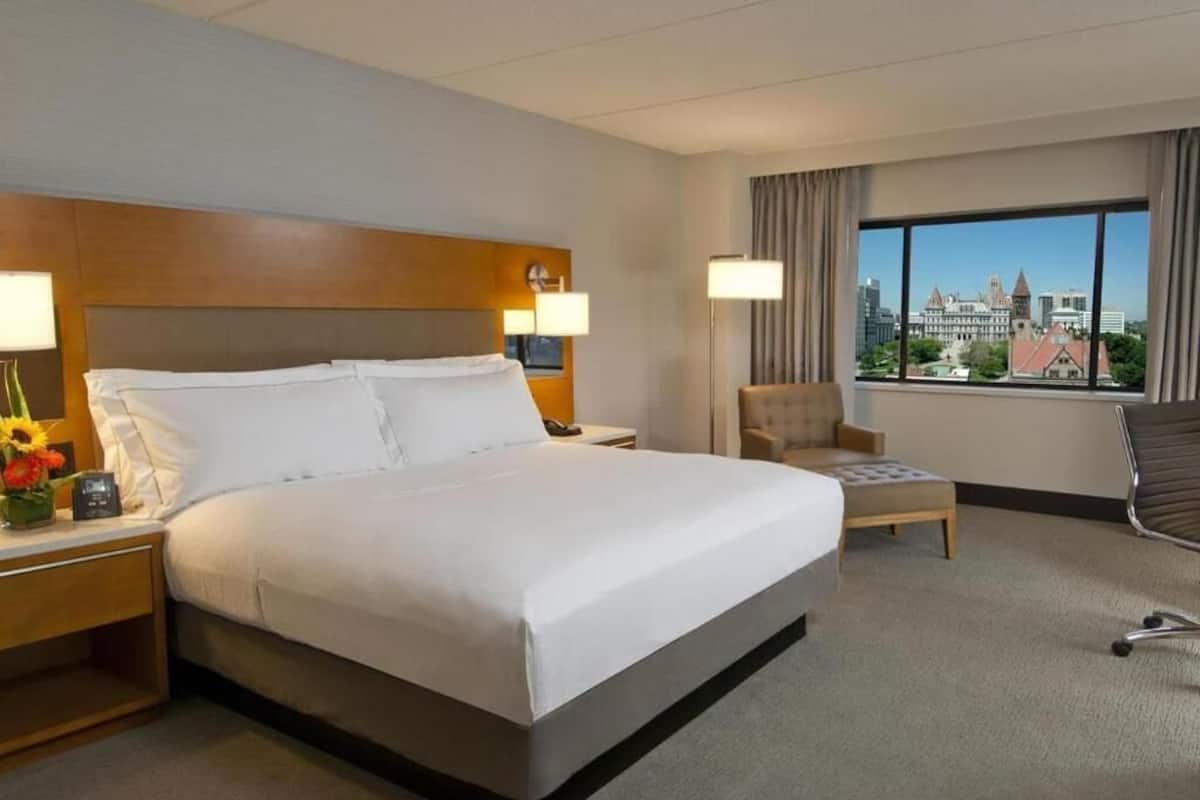 Premium bedding, down comforters, pillowtop beds, in-room safe