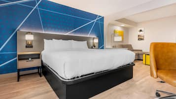 Premium bedding, desk, soundproofing, iron/ironing board