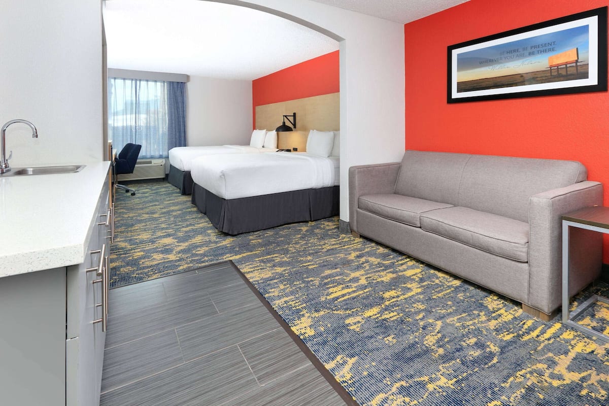 room, 2 queen beds, accessible, non smoking (mobility/hearing, bathtub w/grab bars) | premium bedding, down duvets, desk, laptop workspace