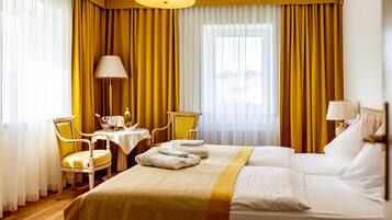 Hypo-allergenic bedding, individually furnished, desk, blackout drapes