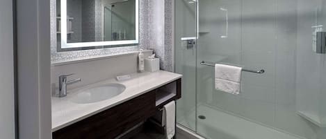 Room, 1 King Bed, Accessible | Bathroom shower