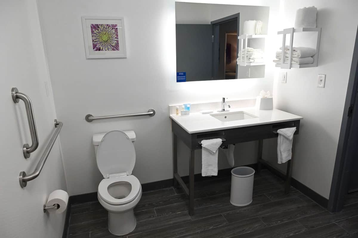 free toiletries, hair dryer, towels