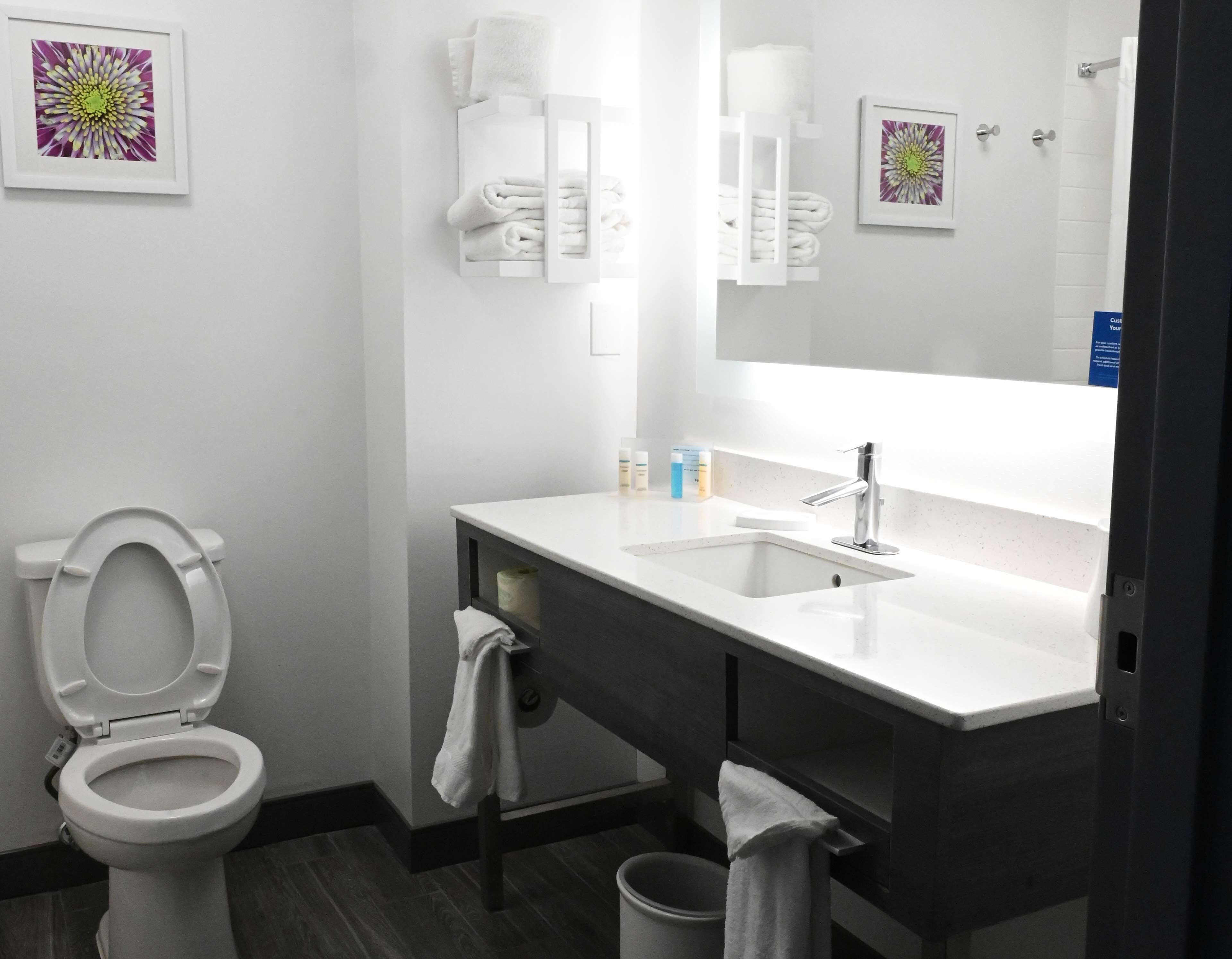 free toiletries, hair dryer, towels