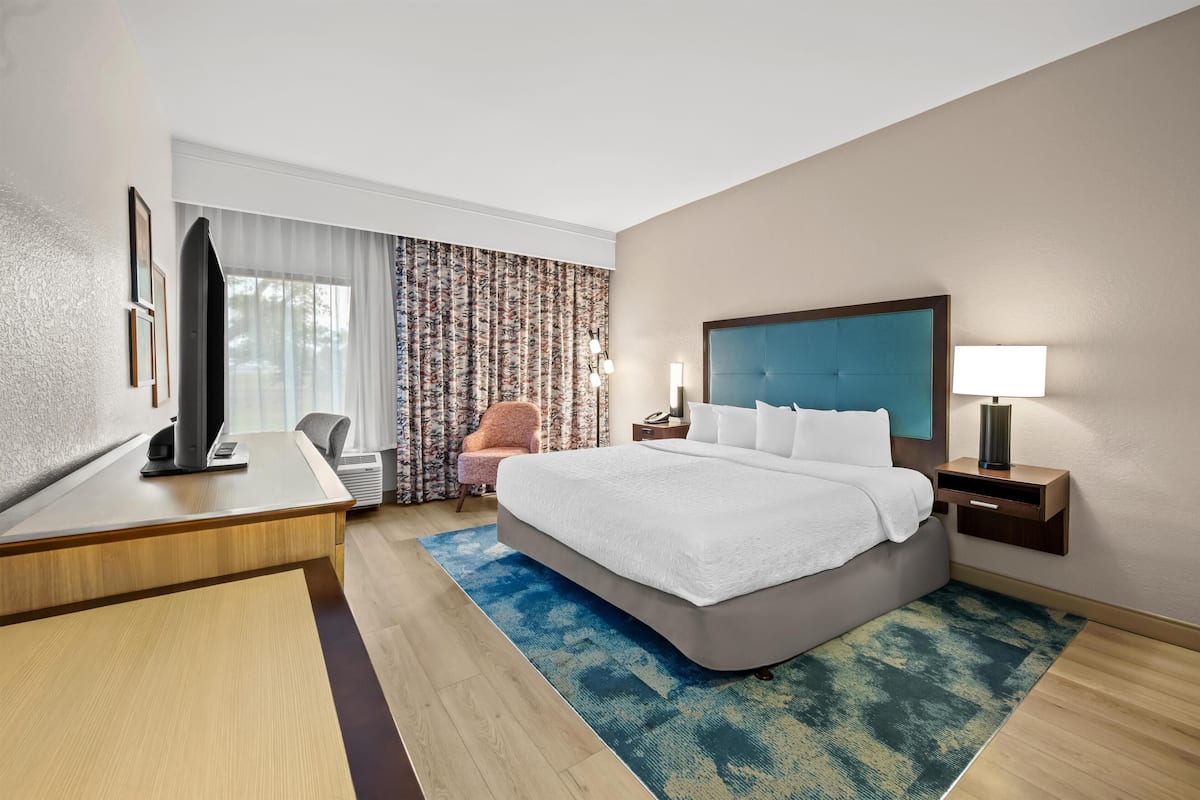 Room, 1 King Bed, Accessible, Non Smoking (Roll-in Shower) | Desk, blackout drapes, iron/ironing board, free cribs/infant beds