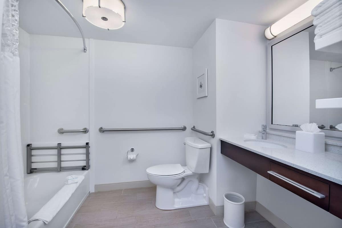 free toiletries, hair dryer, towels