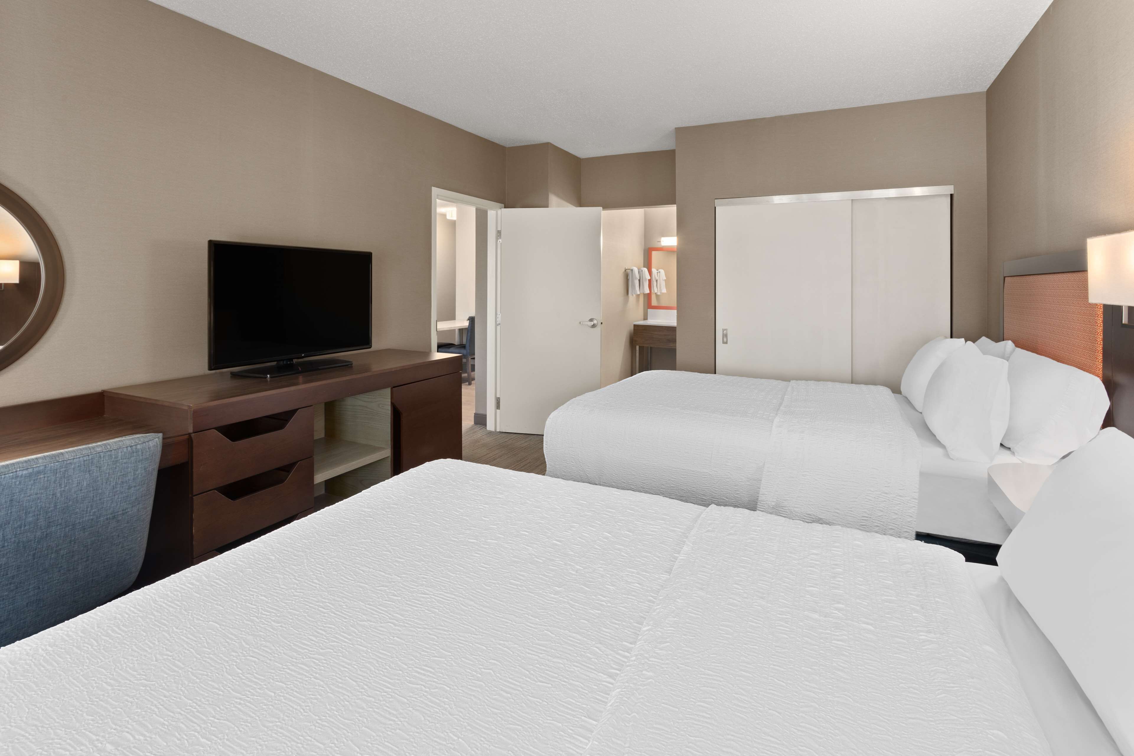 suite, 2 queen beds, non smoking, kitchen | premium bedding, pillow-top beds, desk, laptop workspace