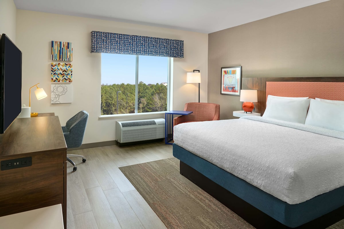 Habitación, 1 cama de matrimonio grande | Escritorio, tabla de planchar con plancha, wifi gratis y ropa de cama