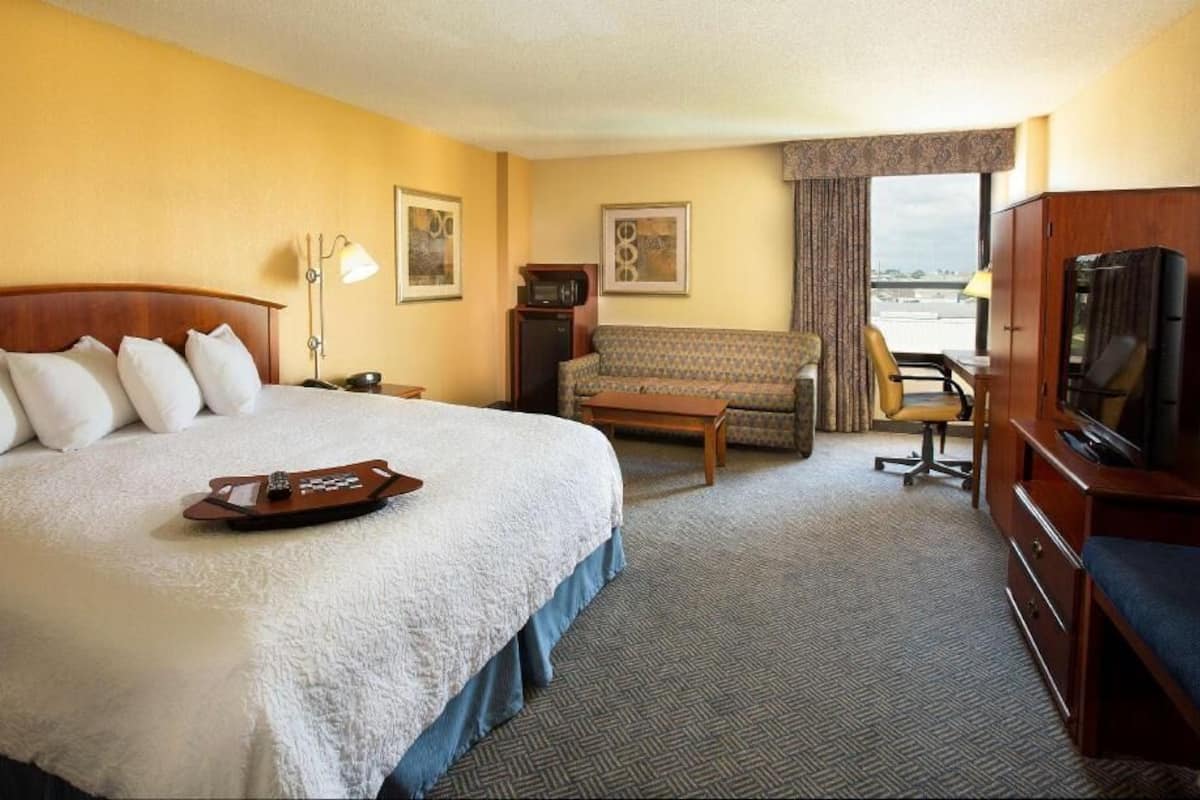In-room safe, desk, laptop workspace, blackout drapes