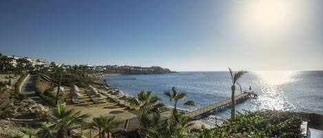 On the beach, free beach cabanas, sun loungers, beach umbrellas