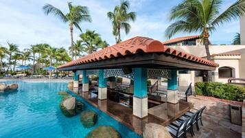 Outdoor pool, pool umbrellas