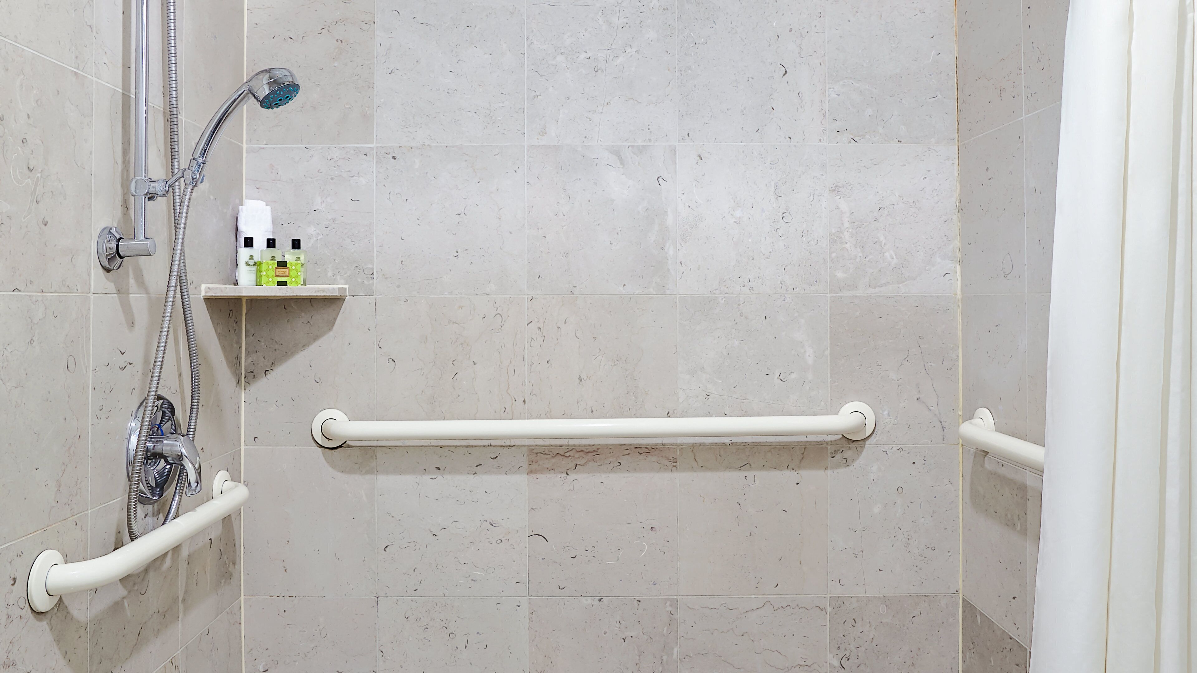 separate bathtub and shower, free toiletries, hair dryer, bathrobes