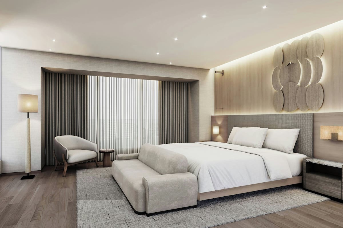 club suite, 1 king bed, non smoking, corner | premium bedding, down duvets, pillow-top beds, minibar