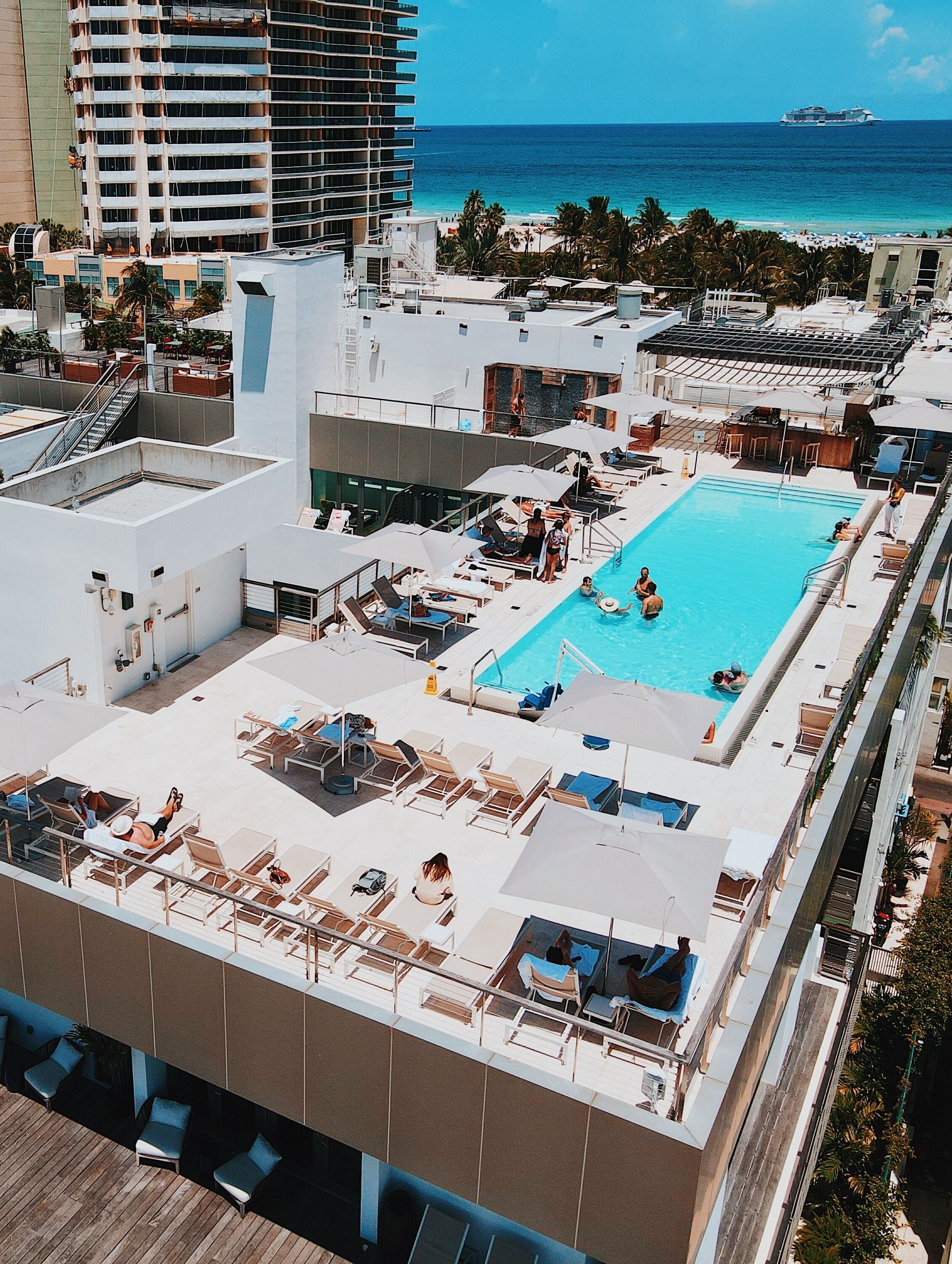 2 outdoor pools, pool umbrellas, pool loungers