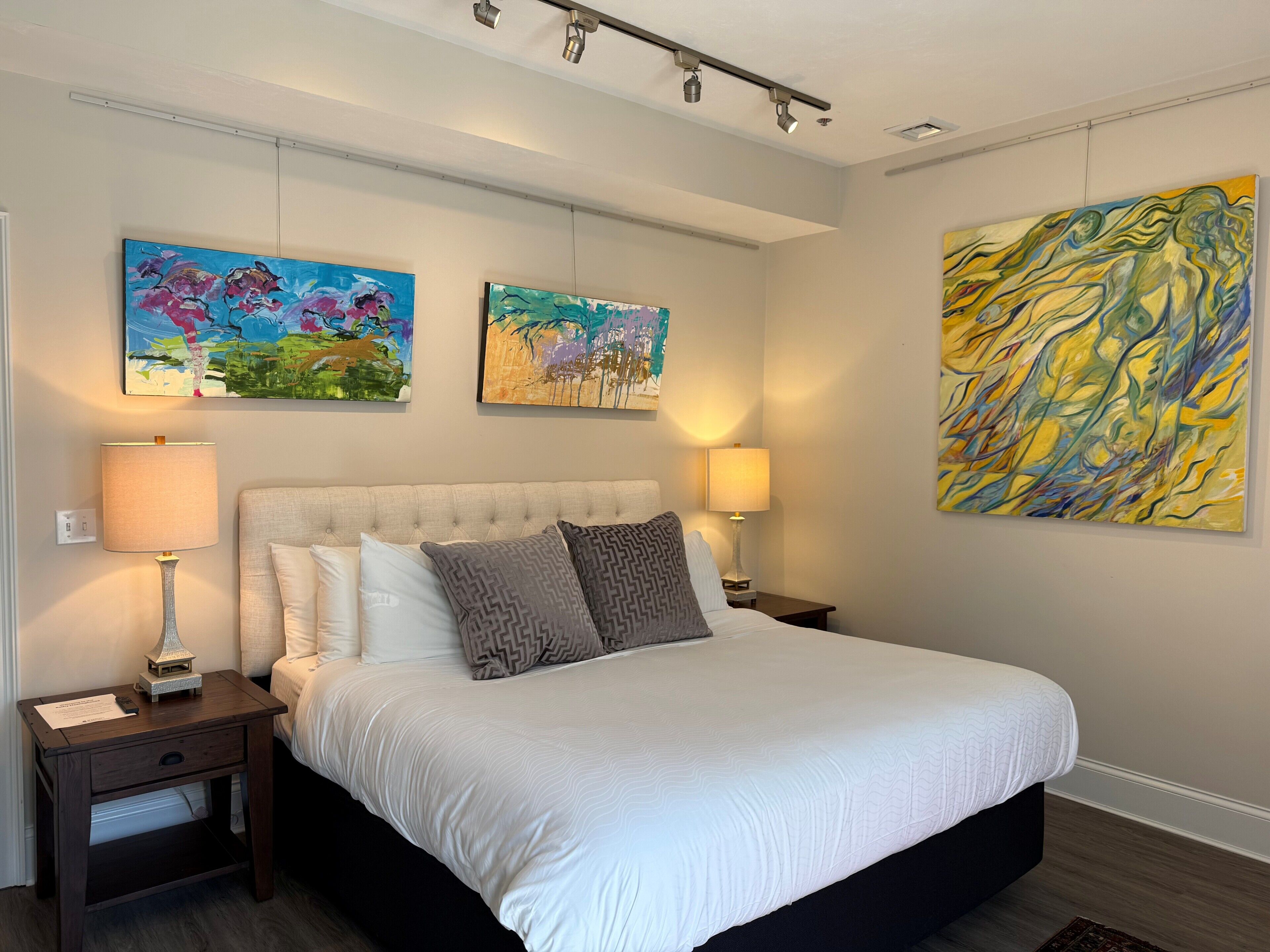 Premium bedding, down duvets, individually decorated