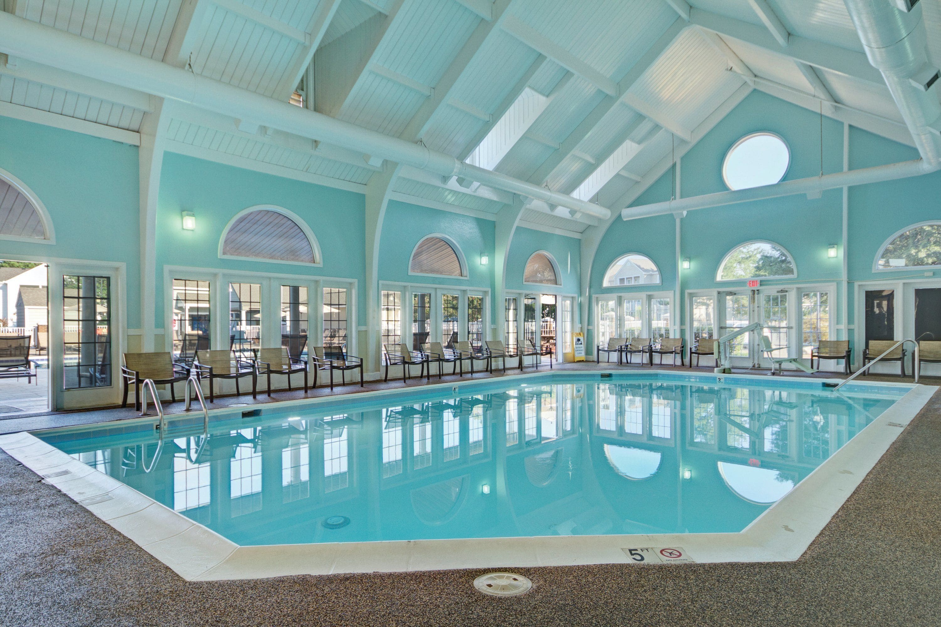 indoor pool, outdoor pool, open 7:00 am to 10:00 pm, pool umbrellas