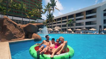 Outdoor pool, pool umbrellas