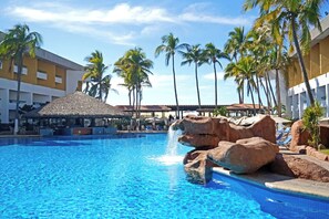 Outdoor pool, pool umbrellas