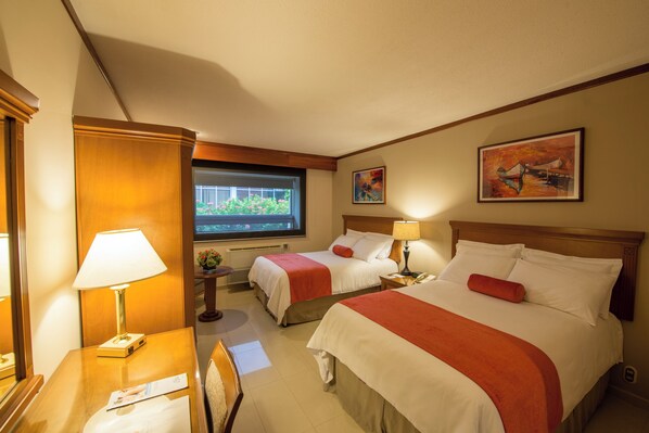 Double Room with 2 Double Beds | Egyptian cotton sheets, in-room safe, desk, blackout drapes
