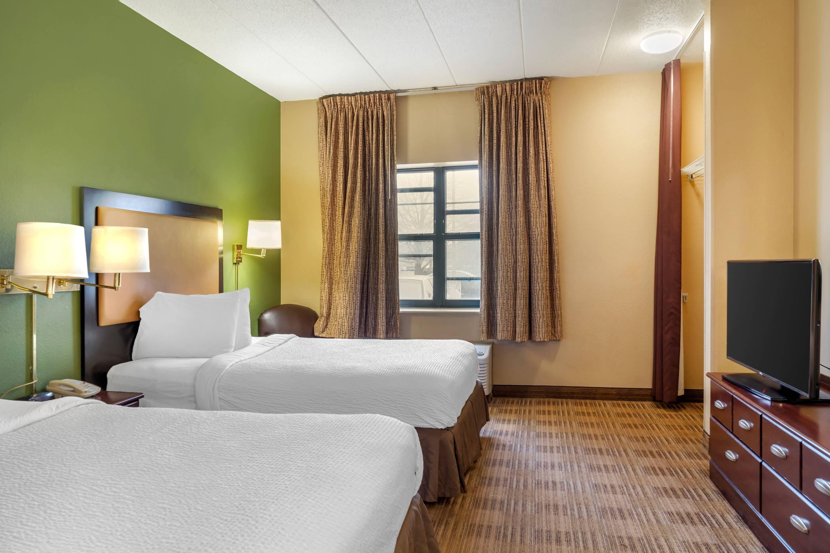 Standard Room, 2 Double Beds, Non Smoking | In-room safe, desk, laptop workspace, iron/ironing board