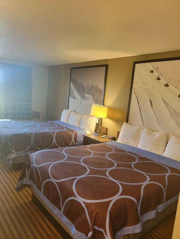 Room, 2 Queen Beds | In-room safe, desk, laptop workspace, free cots/infant beds