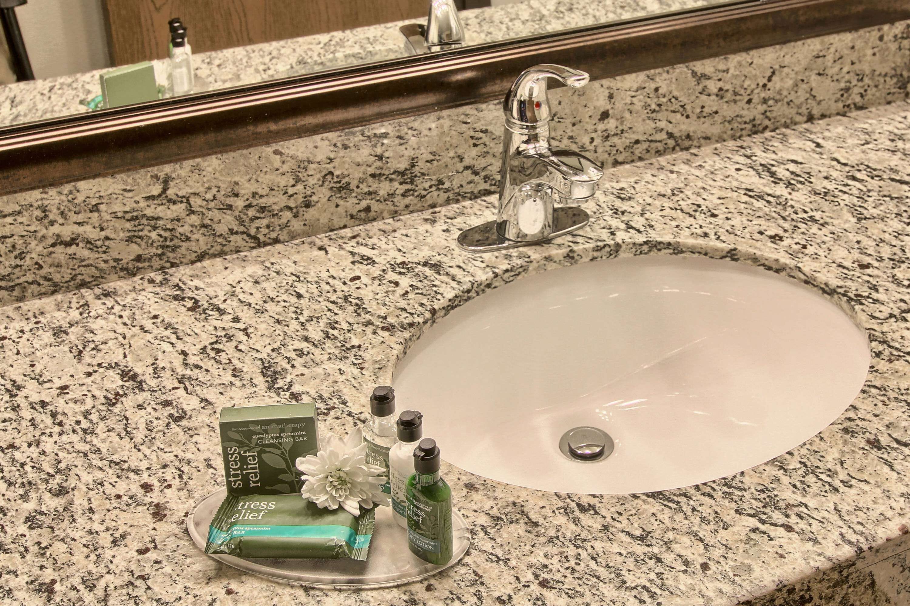 free toiletries, hair dryer, towels, soap