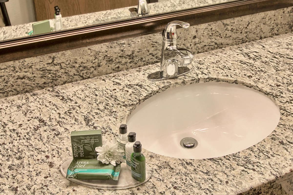 free toiletries, hair dryer, towels, soap