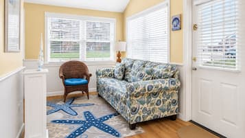 Cottage, 2 Bedrooms, 2 Bathrooms | Living area | 42-inch TV with cable channels, DVD player
