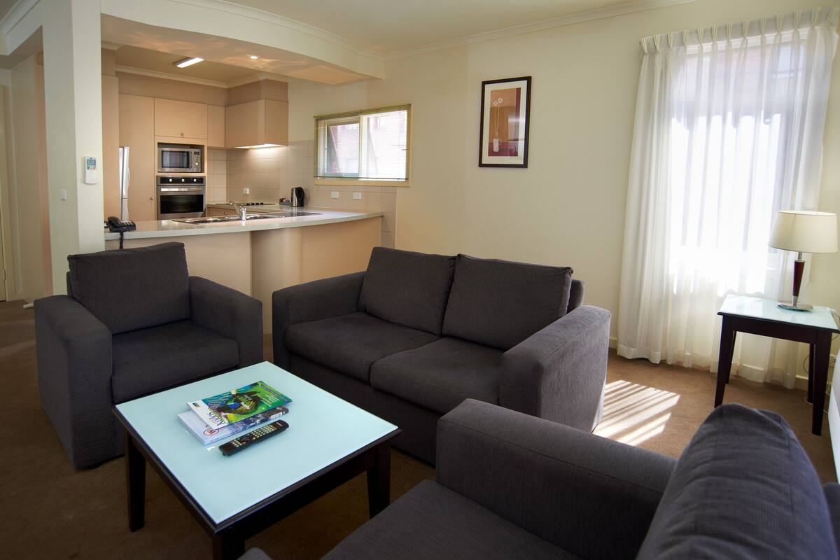 standard two bedroom apartment | desk, iron/ironing board, free cots/infant beds, rollaway beds