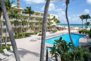 Indoor pool, outdoor pool, open 9 AM to 7:00 PM, free pool cabanas