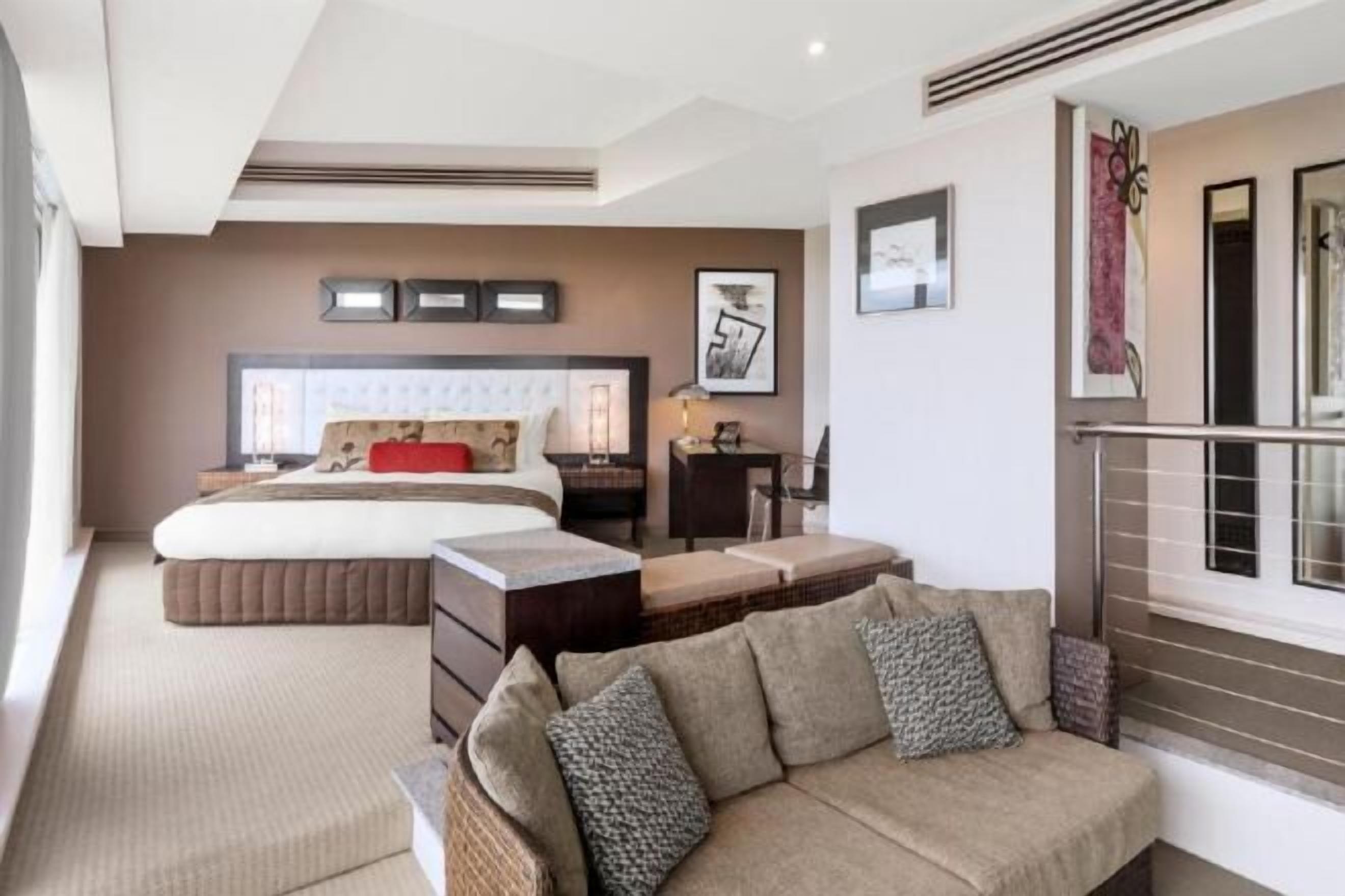 Pillow-top beds, minibar, in-room safe, desk