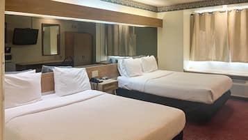 Down duvets, desk, laptop workspace, iron/ironing board