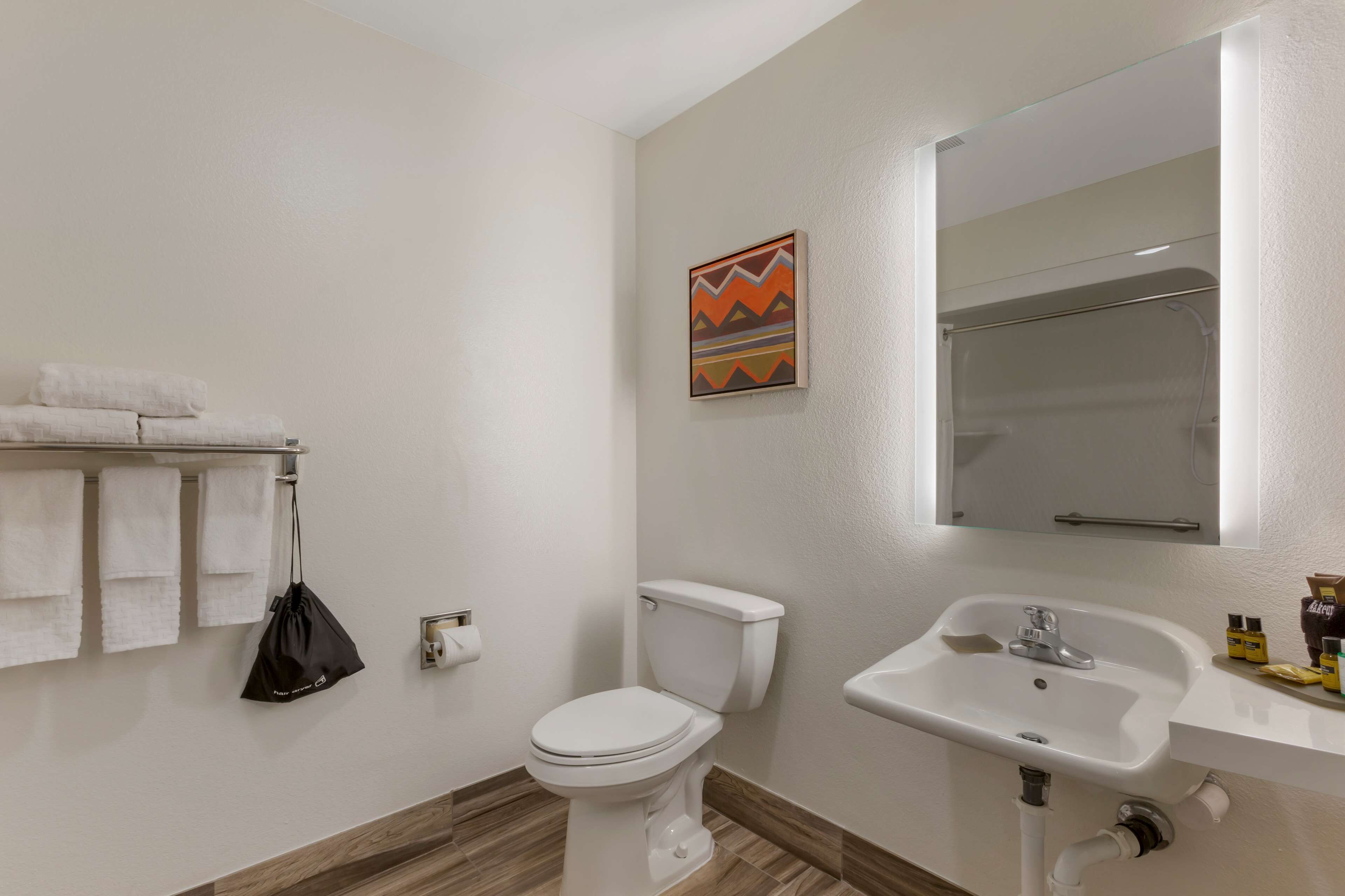 free toiletries, hair dryer, towels, soap