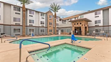 Outdoor pool, open 9:00 AM to 10:00 PM, pool umbrellas, sun loungers