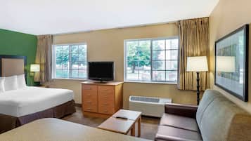 Desk, blackout curtains, iron/ironing board, free WiFi