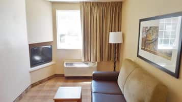 32-inch flat-screen TV with cable channels, TV