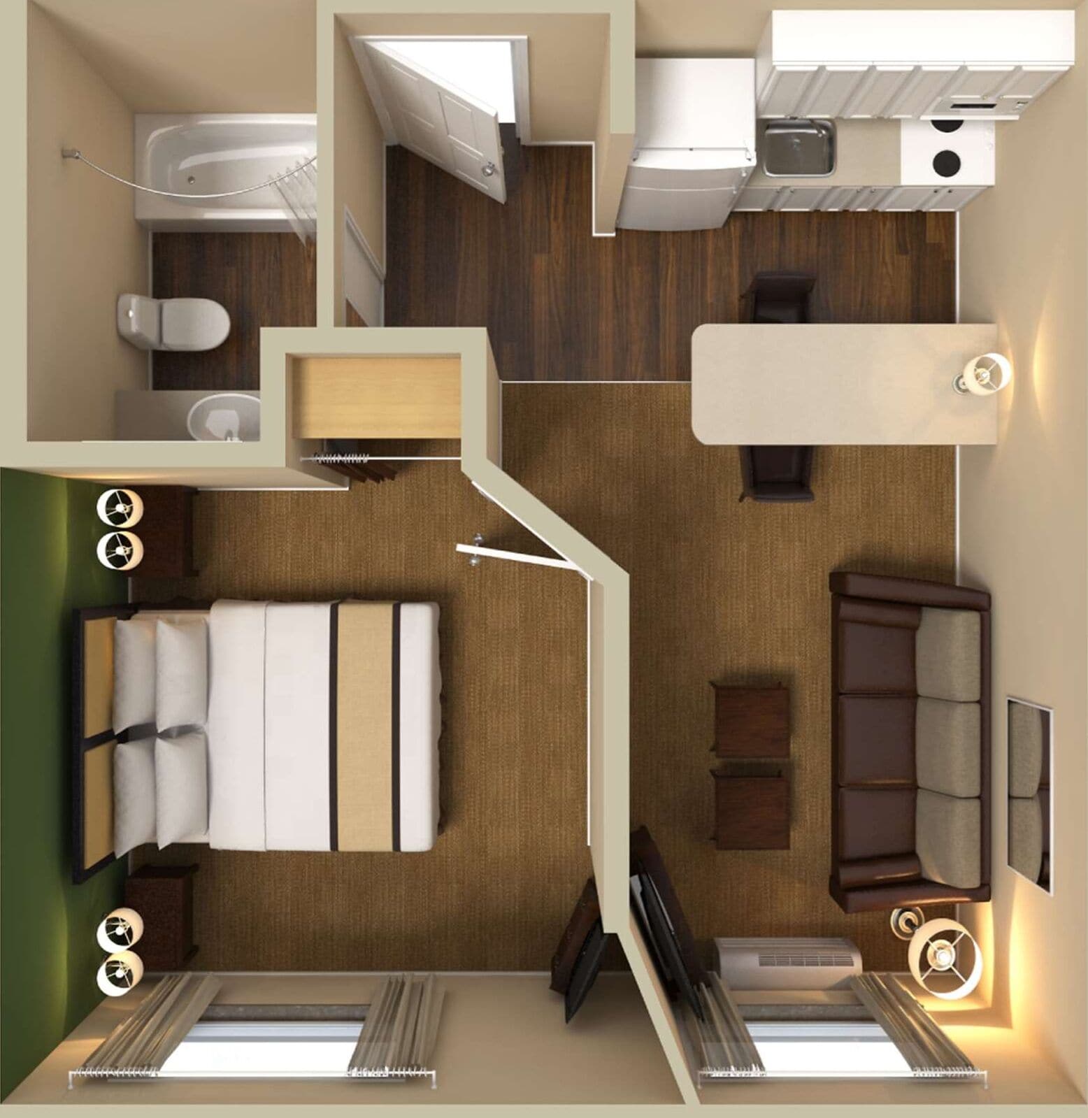 suite, 1 queen bed with sofa bed, non smoking | desk, laptop workspace, free wifi, bed sheets