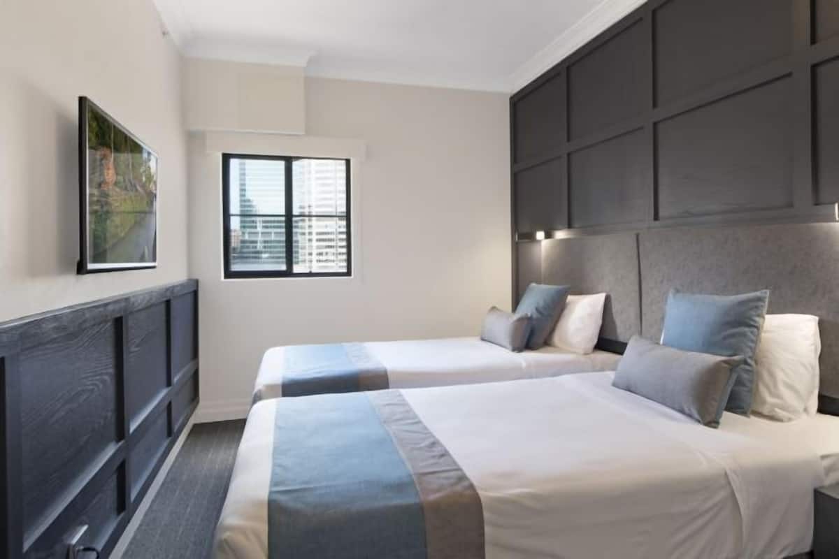 1 bilik tidur, peralatan tempat tidur premium, bar mini